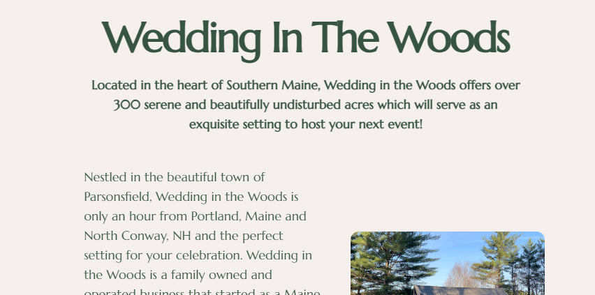 Wedding In The Woods Website Image